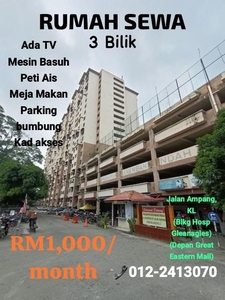 Rumah Sewa JALAN AMPANG KL (Pangsapuri Berembang Indah) 3 BILIK - Direct Owner