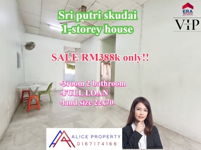 sri putri skudai 1storey house for sale full loan