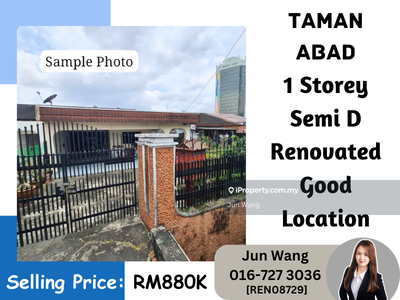 Taman Abad, 1 Storey Semi D, Renovated & Extended, Good Location