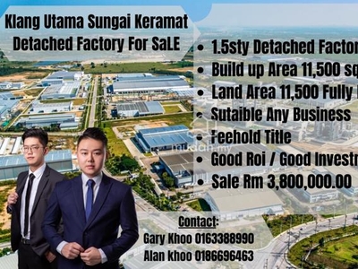 Klang Utama Sungai Keramat 1.5sty Corner Detached Factory Fully Extend