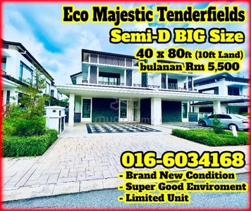 【 Semi-D Eco Majestic】Big Size Tenderfields Type 2F Semenyih【40x80ft】