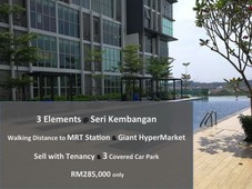 Studio unit Sell with Tenancy & 3 Covered Car Park RM285k Only near MRT Station & Giant Hypermarket