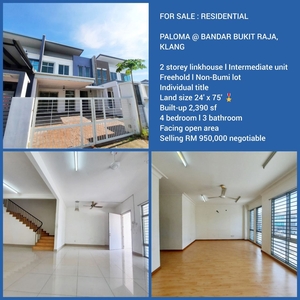 [FREEHOLD,INTERMEDIATE] Double Storey Link House @ Paloma,Bandar Bukit Raja